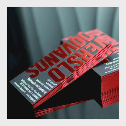 100 pcs Red Foil Business Card Black Eco Friendly, Embossed Text, Red Edge Luxury Card, Custom Rose Gold Option, Thick Professional Cards