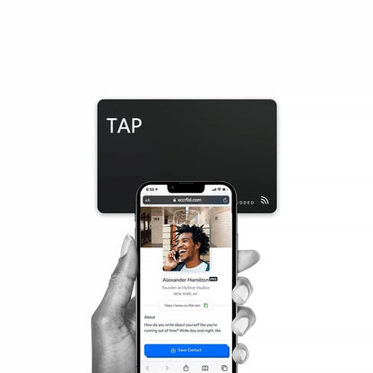 Custom NFC Business Card: UV-Printed Black Plastic, Contactless Sharing